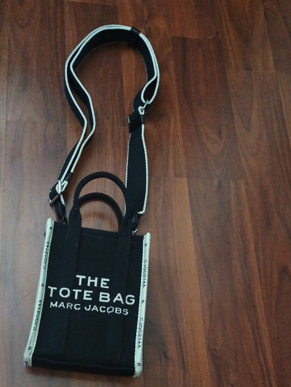 Marc Jacobs Black Mini Tote Bag with Cream Trim and Strap